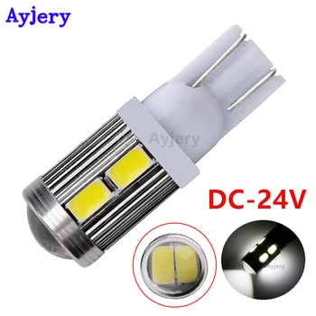 

AYJERY DC 24V !! 100 PCS T10 LED 194 168 W5W LED Light Bulb 5630 5730 10 SMD Len White Clearance Light License Plate Lamp