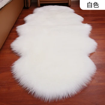 

Round white wool like acrylic carpet floor mat thickened Plush bedroom carpet window decoration crawling carpet