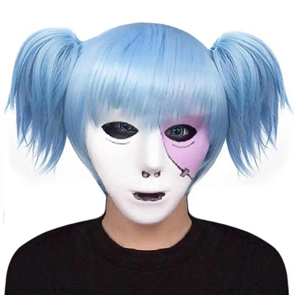 

ANOGOL Game Sally Face Synthetic Cosplay Wig Sallyface Wigs Cap props Accessories Party Costume For Halloween Party Role Play