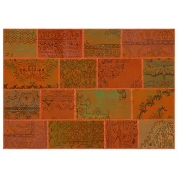 

Handmade Orange Vintage Overdyed Patchwork Area Rug 160x230 Cm-5'3''X7'7''
