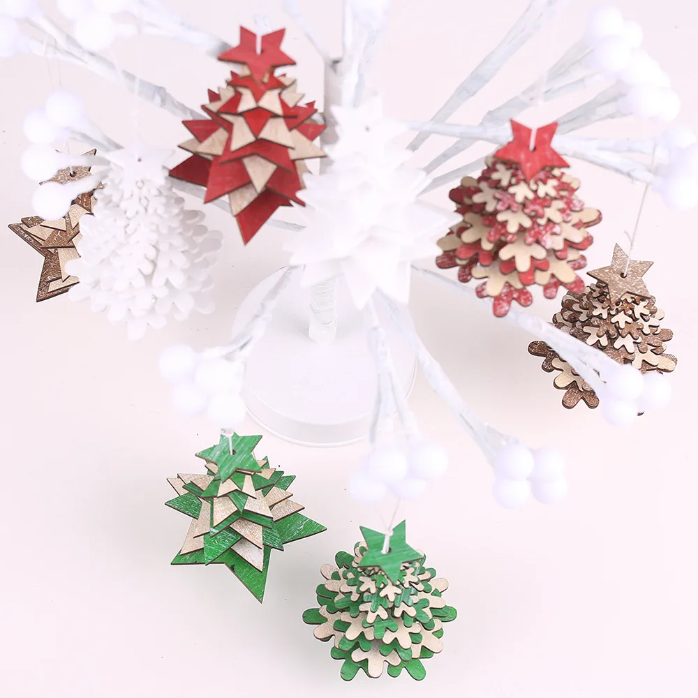 Креативные 3D Деревянные красочные пентаграммы снежинки струнные украшения Рождественская елка Висячие подвесные украшения для дома navidad2020