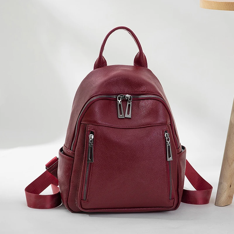 

2019 Fashion Women Backpack High Quality Youth Leather Backpacks for Teenage Girls Female School Shoulder Bag Bagpack wine red