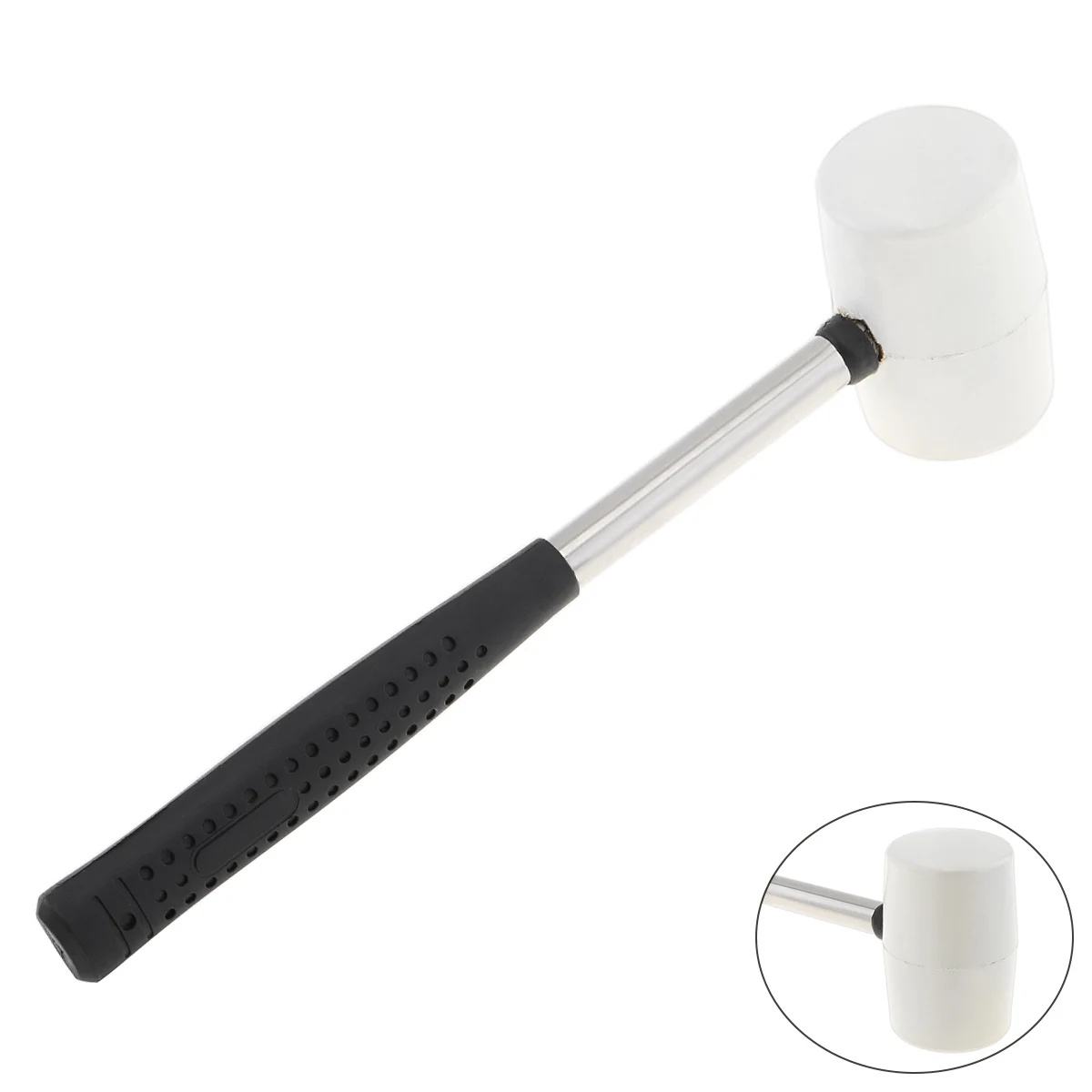 

280g Non-elastic White Rubber Hammer Mounting Hammer DIY Hand Tool with 50mm Diameter Round Head and Non-slip Handle