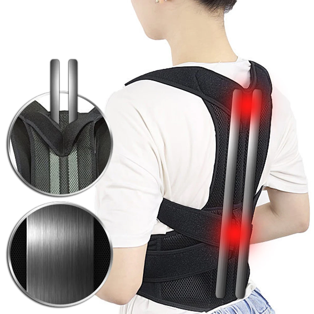

Alloy Bar Shoulder Posture Corrector Lower Back Pain Brace Clavicle Support Slouching Hunching Adjustable Lumbar Orthopedic Belt