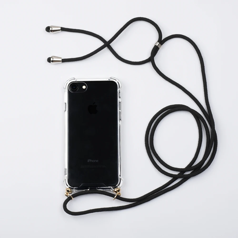 Transparent TPU Phone Case With Lanyard For iPhone 6 6S 8 7 Plus X XS Max XR Case Adjustable Strap Rope Cord Protective Shell