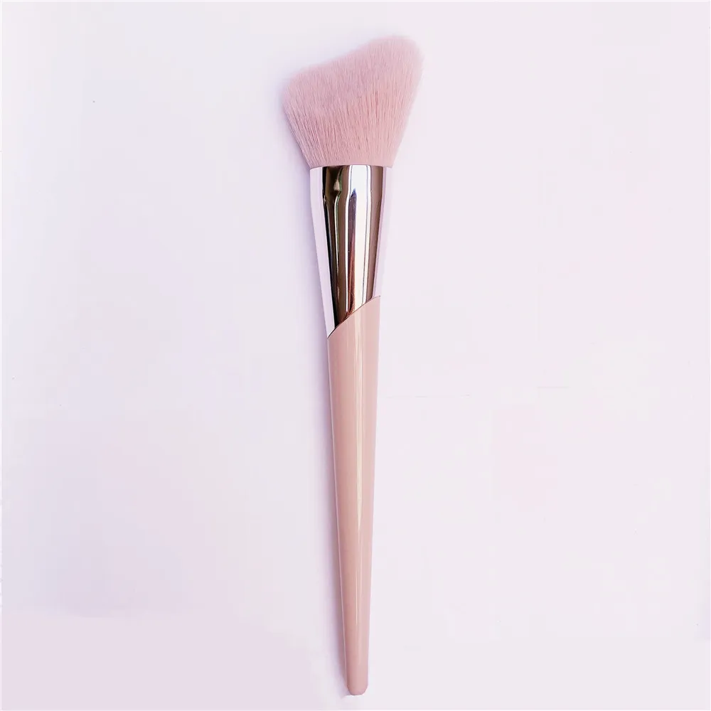 Pincel de maquillaje con forma única, brocha para moldear el contorno del  polvo facial, herramientas cosméticas, color rosa, 190