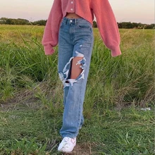 Woman Jeans High Waist Clothes Wide Leg Denim Clothing Blue Streetwear Vintage Quality 2021 Fashion Harajuku Straight Pants