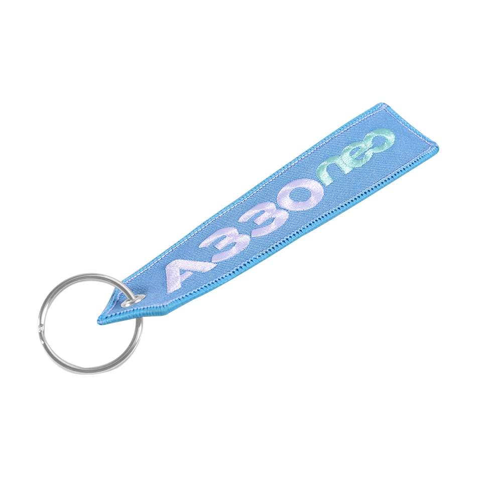 AIRBUS Keychain Double-sided Embroidery A330 NEO Aviation Key Ring Chain for Aviation Gift Strap Lanyard Light Blue Keychains (5)