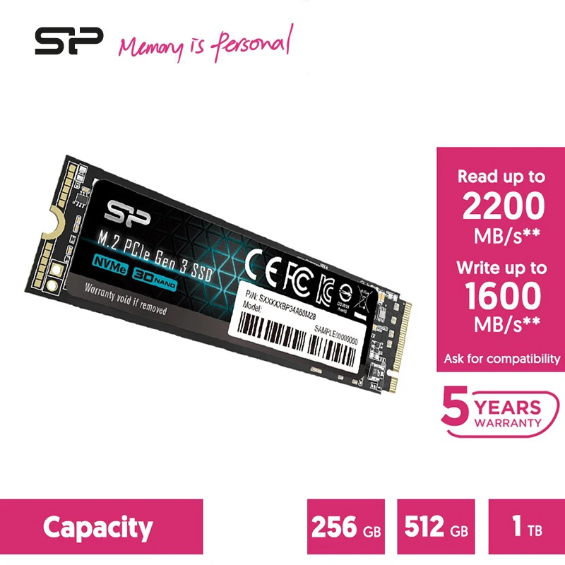 Hard-Disk Internal Pcie Nvme 2280 Silicon Solid-State-Drives Laptop/desktop 1tb M.2 Ssd 256gb