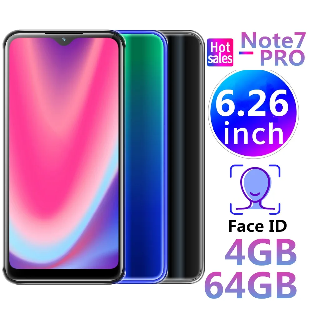 Оригинальные Note 7 Pro Note7 Android Мобильные телефоны 4G ram 64G rom celular ips 6,26 дюймов 18:9 мобильные телефоны разблокированные смартфоны