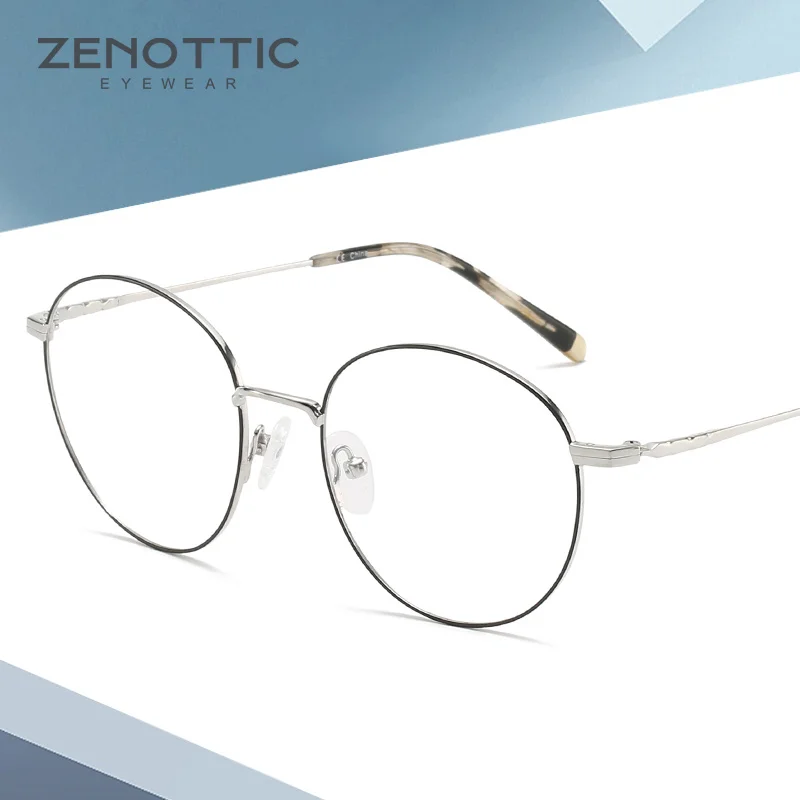 ZENOTTIC титановые круглые оправы для очков женщин и мужчин Ультралегкая оптическая