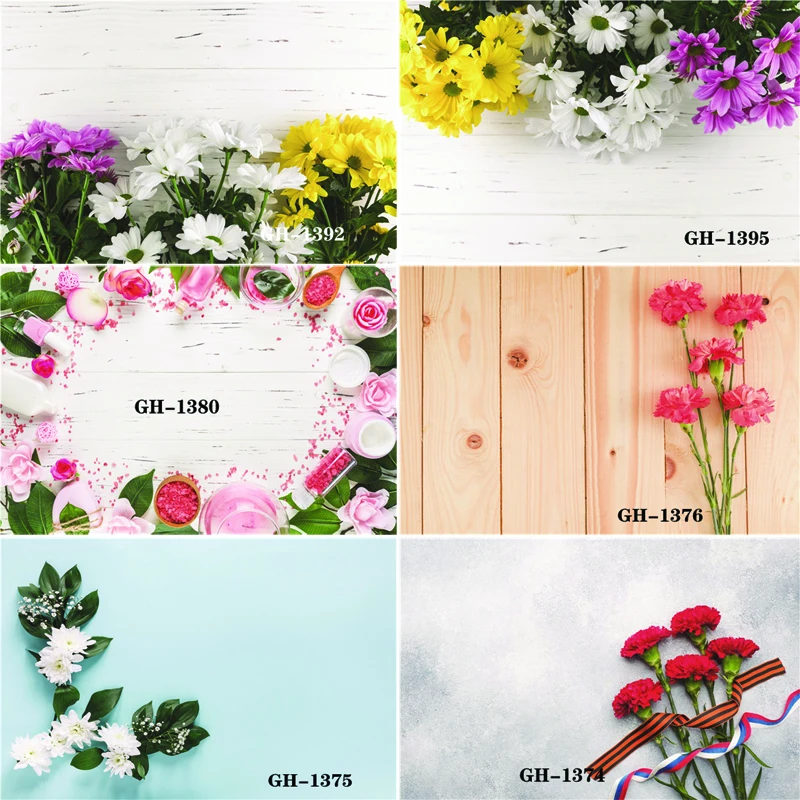 

Vinyl Custom Photography Backdrops Prop Flower and Wooden Planks Theme Photography Background #0141