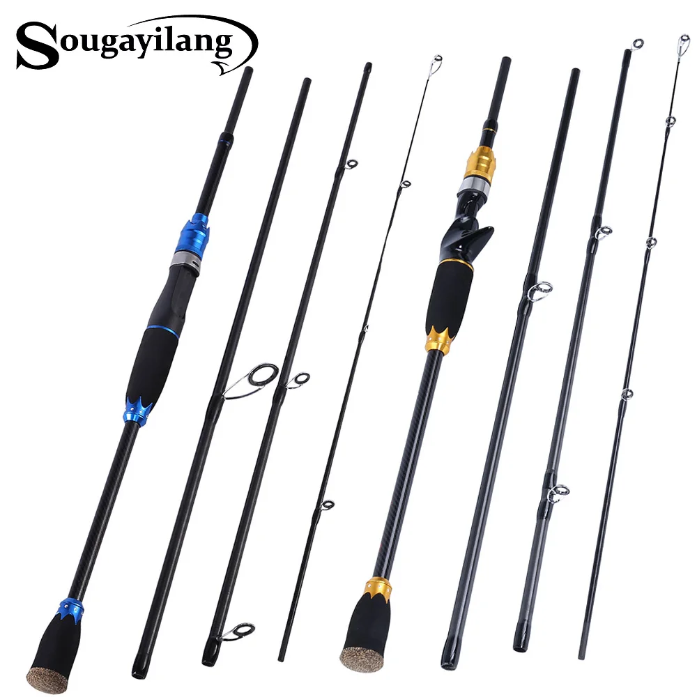 Sougayilang 4 Section Carbon Fiber Spinning Fishing Rod 2 Color Casting
