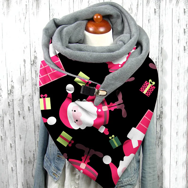 Men's and women's scarf scarf winter warm printing cartoon casual riding neckwear accessories Christmas bib bib