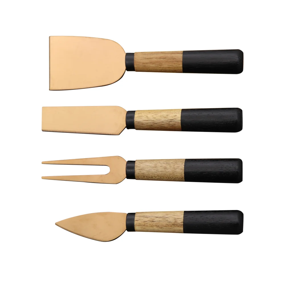 

Jaswehome New Wood Handle Cheese Knife Set 4pcs/set Cheese Knives Stainless Cheese Cutter Slicer Knife Cheese Set