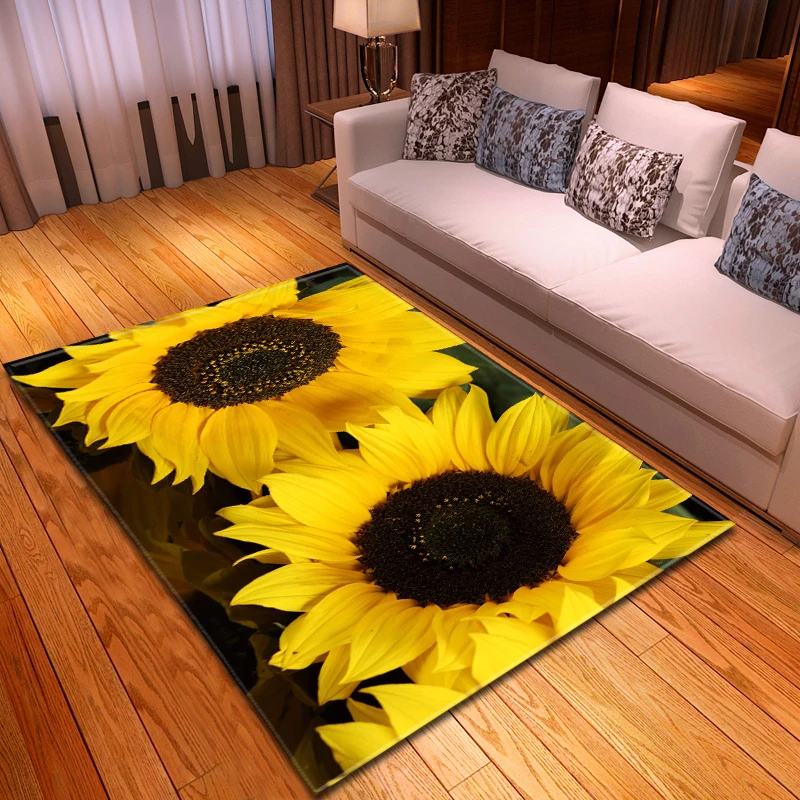 3D Carpets Rug Sunflower Pattern Kids Bedroom Mat Children Play Memory Foam Bedside Area Rugs Flowers Living Room Carpet | Дом и сад