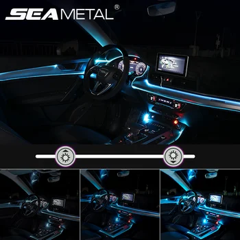 

12V Car Ambient Light Strip Car Interior Dec Atmosphere Lamp Flexible Fiber Optical Strip Light App Sound Control RGB Neon Lamp