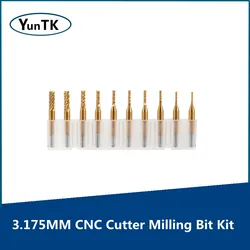3.175 Diameter Cutter Bits, CNC Cutter Milling and Blades Kit, PCB Carbide End Milling Tools,10PCS