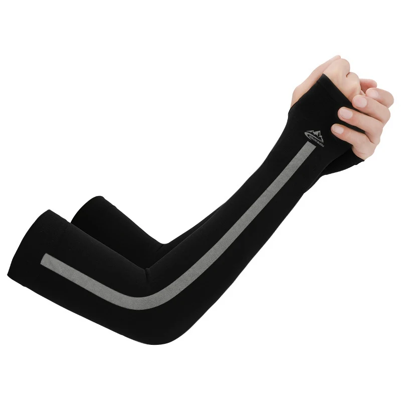 Спортивные перчатки для бега с защитой от ультрафиолета для езды на велосипеде, дышащие шелковые солнцезащитные манжеты для защиты от солнца - Цвет: Черный