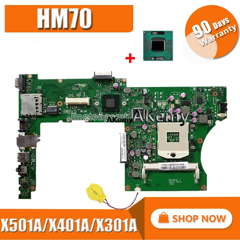 For Asus X501A X301A X401A laptop motherboard mainboard support B820 B960 CPU 100% tested Ok Mainboard send CPU photo