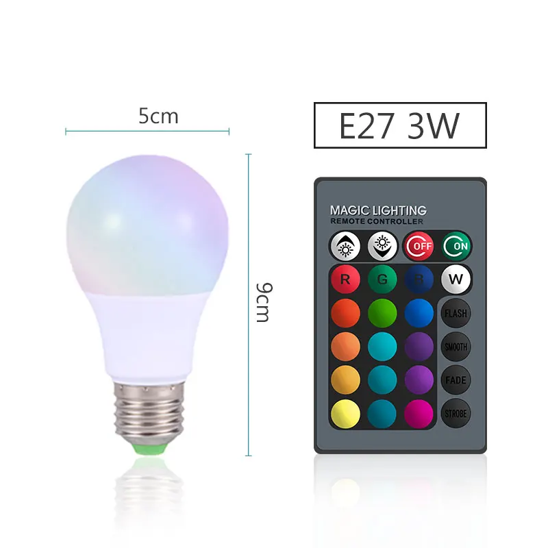 ZB-E27-3W 10 Вт 15 Вт Led 16 цветов Изменение RGB цвет лампа светильник E14 E27 лампа домашний декоративный прожектор с пультом дистанционного управления - Испускаемый цвет: ZB-E27-3W