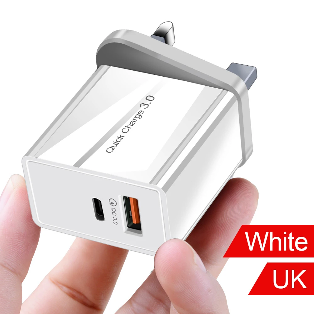 UK White Udyr Quick Charge 4,0 3,0 36 Вт USB зарядное устройство Тип C QC 4,0 3,0 зарядное устройство для samsung S10 plus PD 3,0 быстрое зарядное устройство для iPhone 11 Pro - Тип штекера: UK White