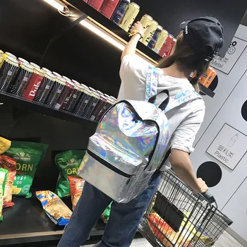 

Girls backpack spring and summer new women's bag college wind reflective laser bag backpack Harajuku