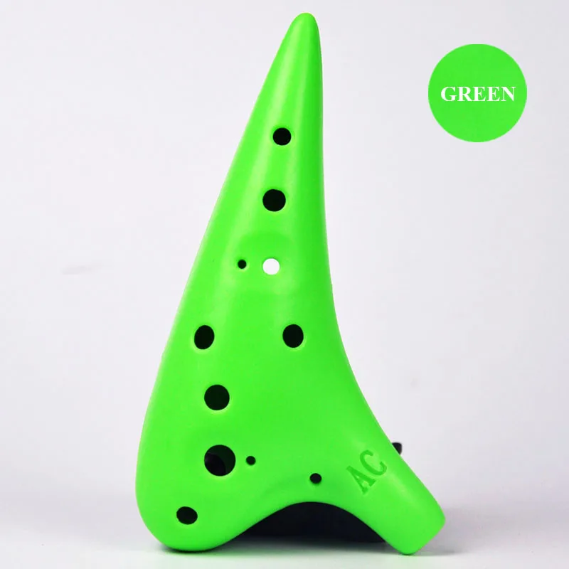 12 отверстий пластиковая Смола окарина флейта Alto C Ключ анти-сломанный детский музыкальный инструмент с музыкальным счетом для начинающих - Цвет: Green