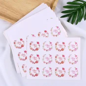 

50pcs Gift Package Decoration Lable Sticker Round DIY Self-Adhesive Thank You Letters Decals For Birthday Wedding Party Box A4