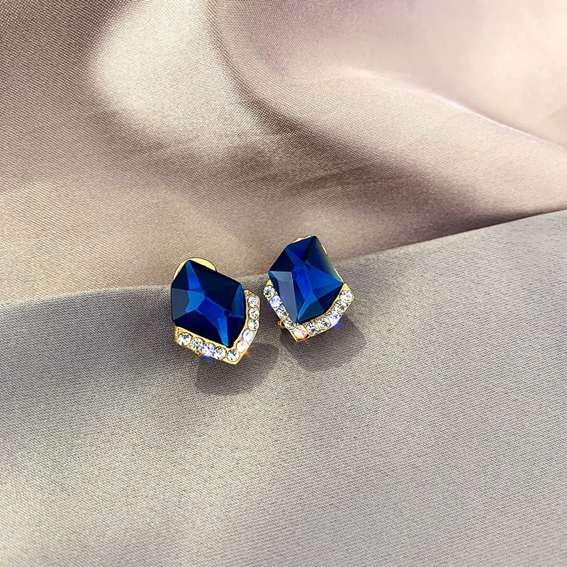 Горячая новинка дизайн модные ювелирные изделия простые серьги геометрической формы с хрусталем 4 цвета безумные Сережки для женщин подарок