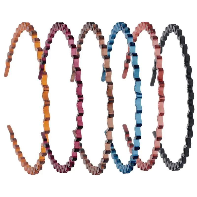 6 Colors Plastic Spring Wave Hair Comb Headband Acrylic Hard Hoop Hairband Women Men Fashion Jewelry Hair Accessory