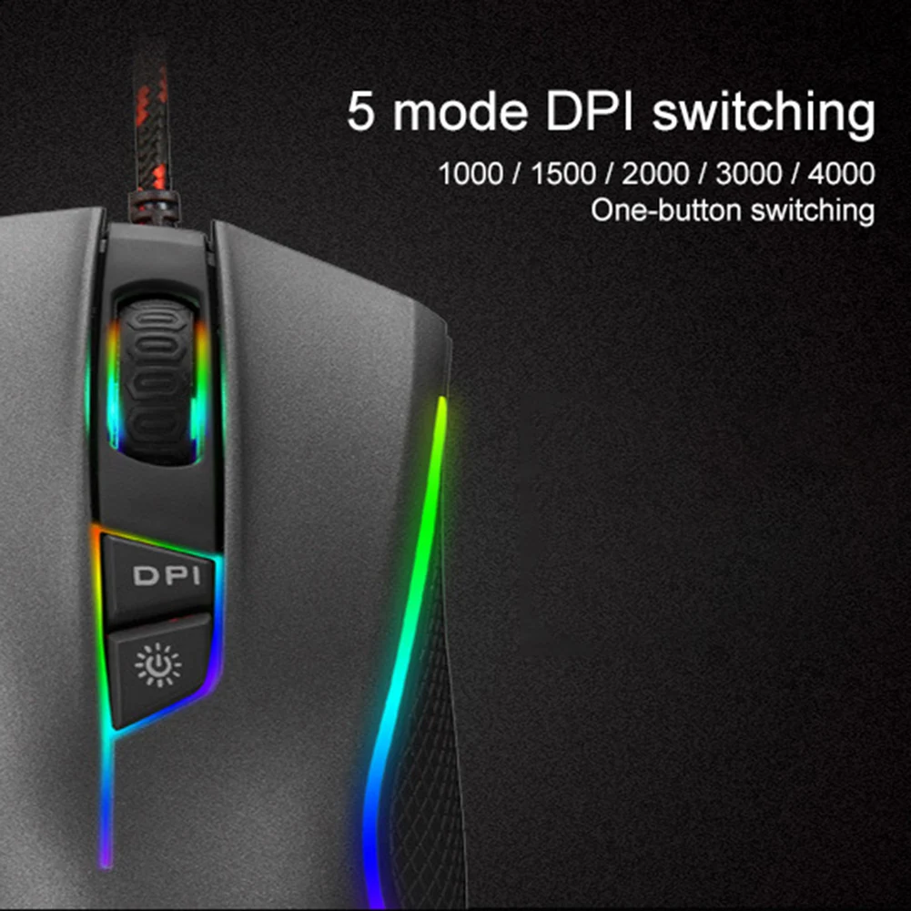 M625 PMW3360 Sensor Gaming Mouse 4000 DPI 4000 FPS 7 Buttons RGB Back light Optical Wired Mice with Fire Key For FPS Gamer
