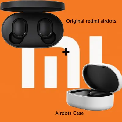 Original Xiaomi Redmi AirDots True Wireless Earphone Headphone TWS bluetooth Earphones Active Noise Cancellation Dropshipping - Цвет: Black and white case