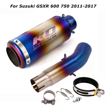 Slip for Suzuki GSXR 600 750 2011-2017 K11-K17 Motorcycle Exhaust Muffler Tips Mid Link Pipe System Blue