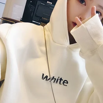 

Fashion Letter Print Women Thick Hoodie Korean Style Casual Cute Long-sleeved Autumn Casual Hooded Pullover