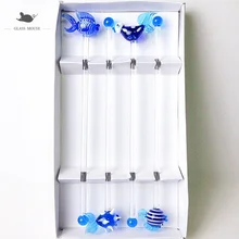 Изготовленный На Заказ Морской стиль, ручная работа, стеклянная фигурка морской рыбы, голова, аксессуары для коктейля, мешалка, палочка для кофе, мешалка для вина