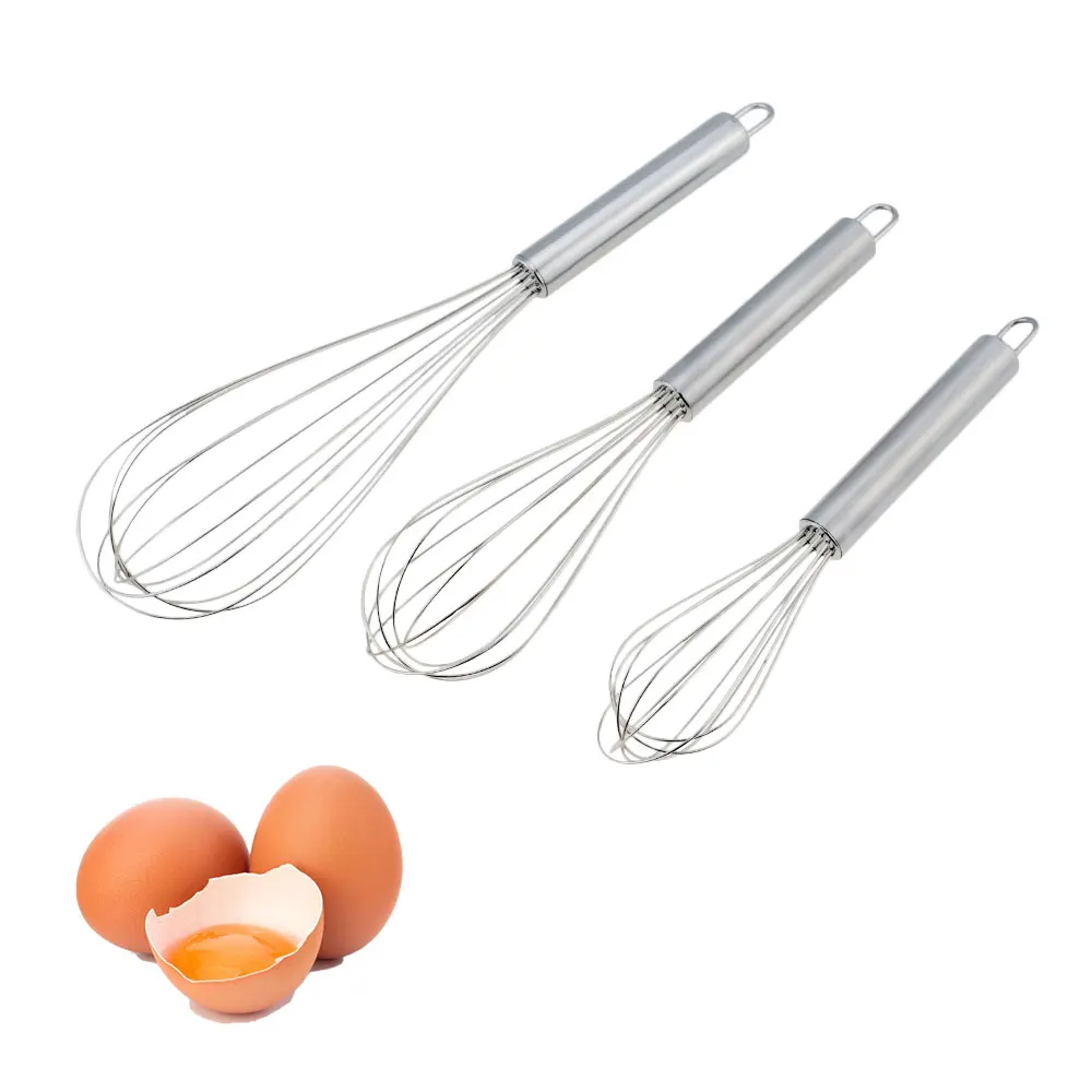 (8/10/12 Inches) Stainless Steel Egg Beater Hand Whisk Mixer Kitchen