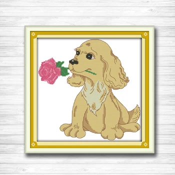 

Valentine's Day damn single dog painting dmc 14CT 11CT counted cross stitch Needlework Set Embroidery kits chinese cross stitch