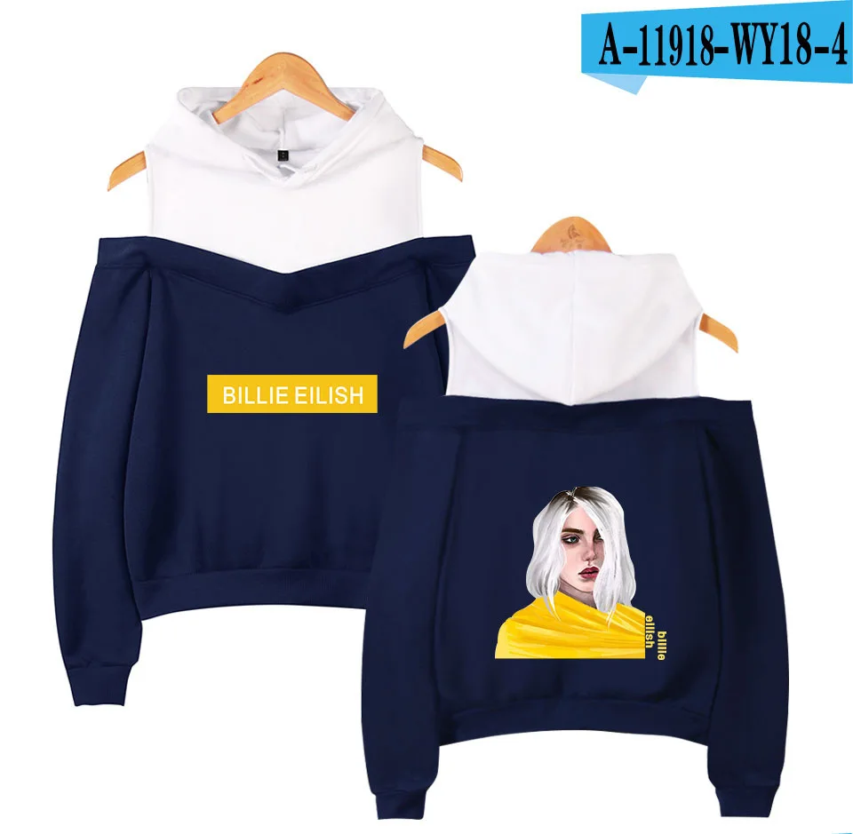 KPOP Billie Eilish розовые толстовки женские с длинным рукавом с открытыми плечами толстовки с капюшоном Harajuku спортивный костюм уличная хип-хоп одежда - Цвет: 011