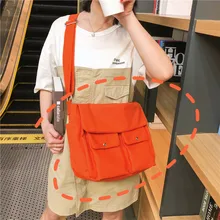 Японский стиль Харадзюку Hong Kong Стиль студентов простые двойные нагрудник холщовая ручная сумка Универсальный Модный мягкий для девочек S