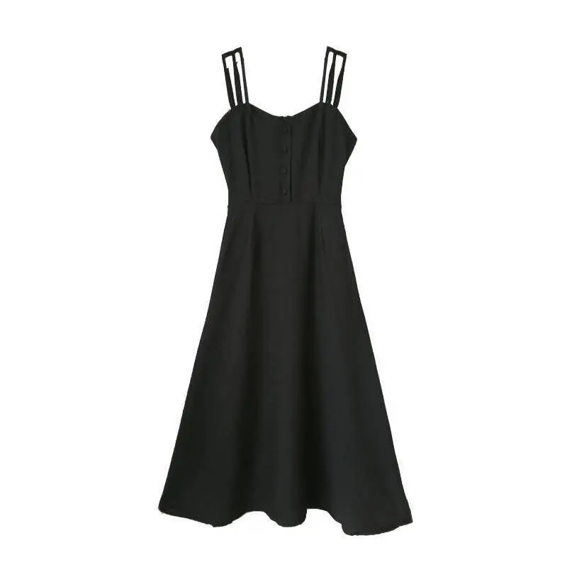 Slim Black Slip Dress Sexy Fairy Casual Peplum Dresses Clothes