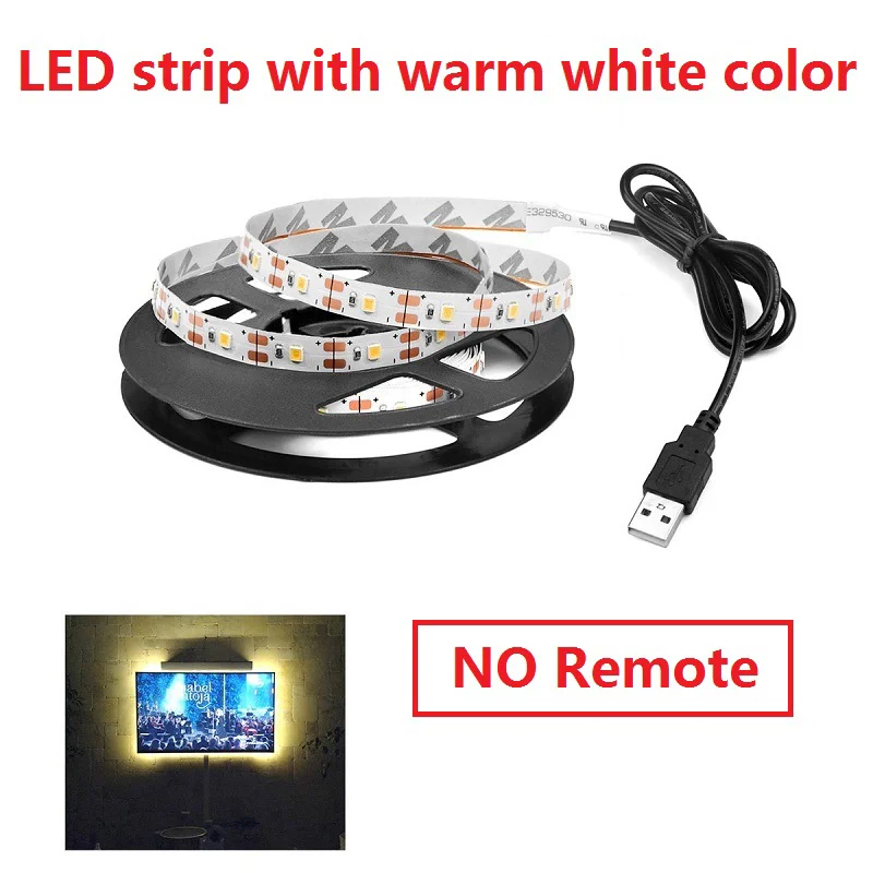 warm white 5 В USB Power LED свет 2835 SMD RGB подсветка LED Шкаф Кухонный светильник 1M 2M 3M 4M 5M лампа лента Для Шкафа Шкаф Шкаф Шкаф ТВ фон светодиодное Диодное Освещение - Цвет: warm white
