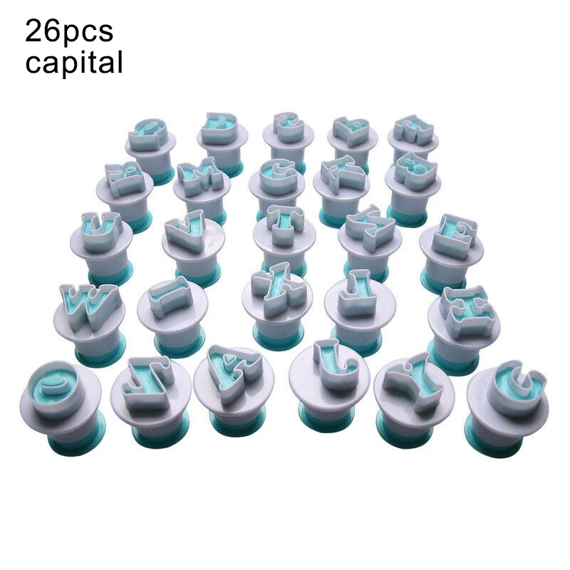 26pcs-b 10/26 шт. буквы пресс-форма для торта Fondant(сахарная) кондитерский шприц для украшения изделий плунжера Печенье отделочных работ HUG-предложения - Цвет: 26pcs-b