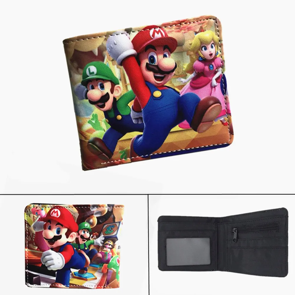 Кошелек из искусственной кожи для игры Super Mario мальчиков и девочек короткий