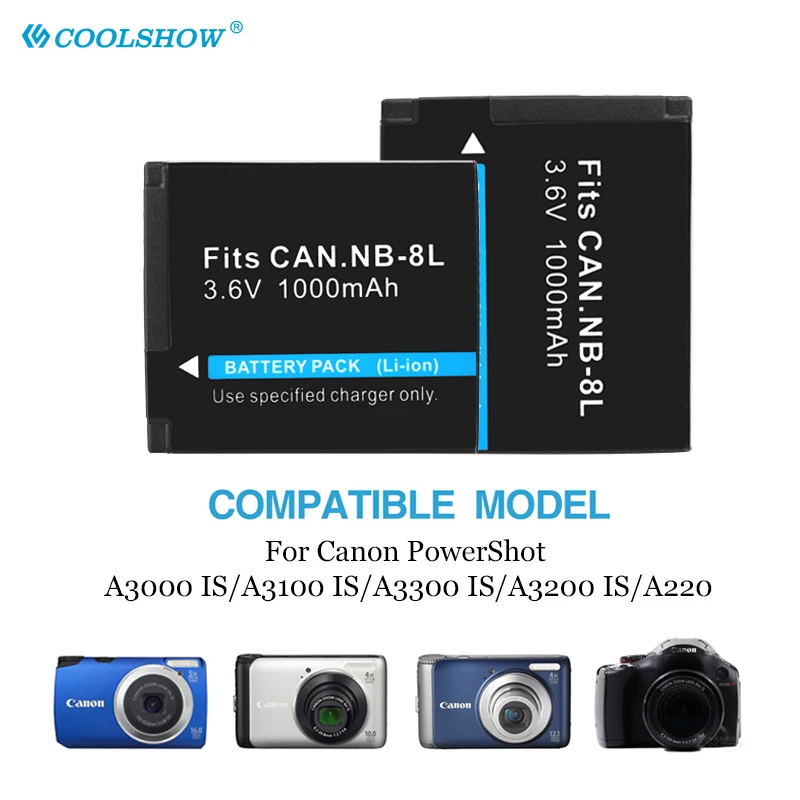 Nb-8L Nb 8L Nb8L Batteria Per Canon Powershot A3000 A3300 A3200 A1200 È A3100 A2200 Fotocamera Batterie 1000Mah