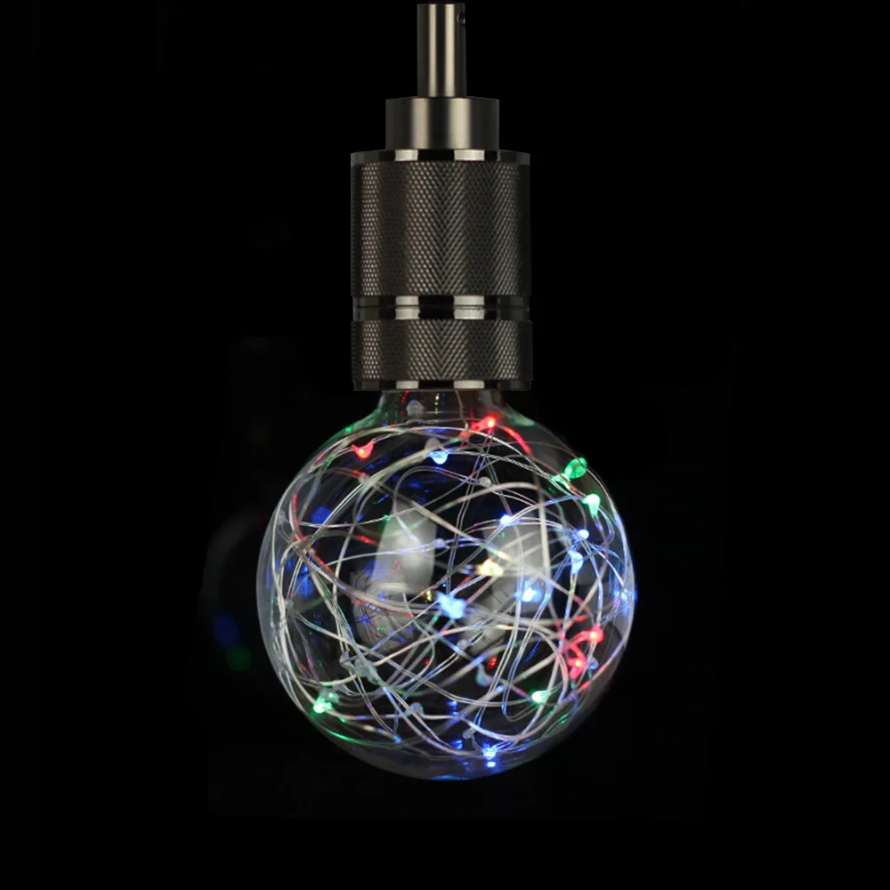 

Copper Wire Bulb G95 Colorful Flash Decorative Light Bulb 220V Edison Bulb E27 RGB Color Flash Bulb