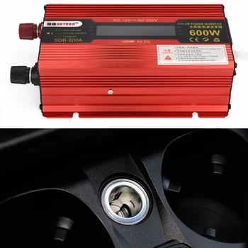 

600W Car Inverter DC 12V/24V to AC 110V/220V Voltage Converter Short Circuit Protection Auto Adapter with LCD Display