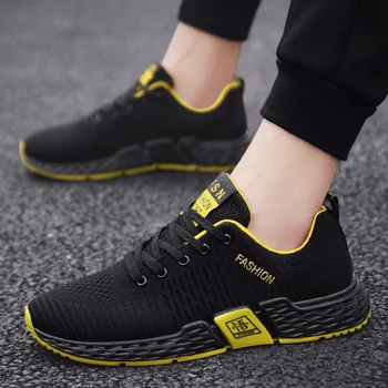 

New breathable men's sneakers summer air knitted fabric men and women running shoes running sneakers
