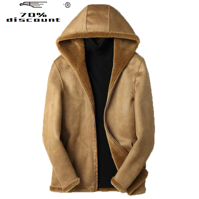 

Short Real Fur Coat Men's Leather Jacket Autumn Winter Sheep Shearing Wool Coat Two Sides Wear F-YLQ-LM02 KJ2223