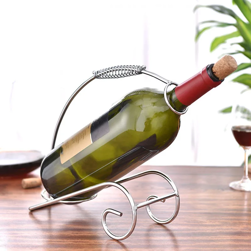 

1PCS Stainless Steel Portable Wine Rack Single Bottle Storage Rack 5L Wine Display Stand Creative Kitchen Bar Tool
